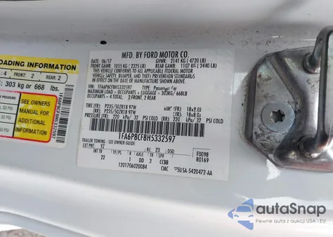 2017 Ford Mustang Gt z USA, uszkodzony, nr VIN 1FA6P8CF8H5332597